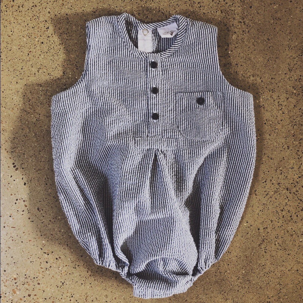 EGG BY SUSAN LAZAR 6 MO SEERSUCKER BUBBLE ROMPER